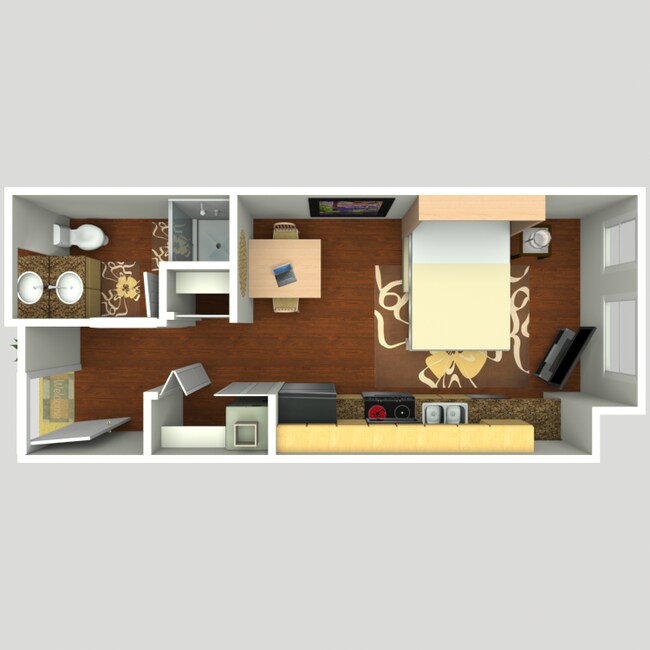 Studio - 329 sqft 112 floor plan